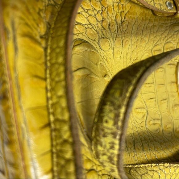 Brahmin Alden Melbourne Leather Tote Yellow shoulder bag gold tone hardwares. - Picture 15 of 15